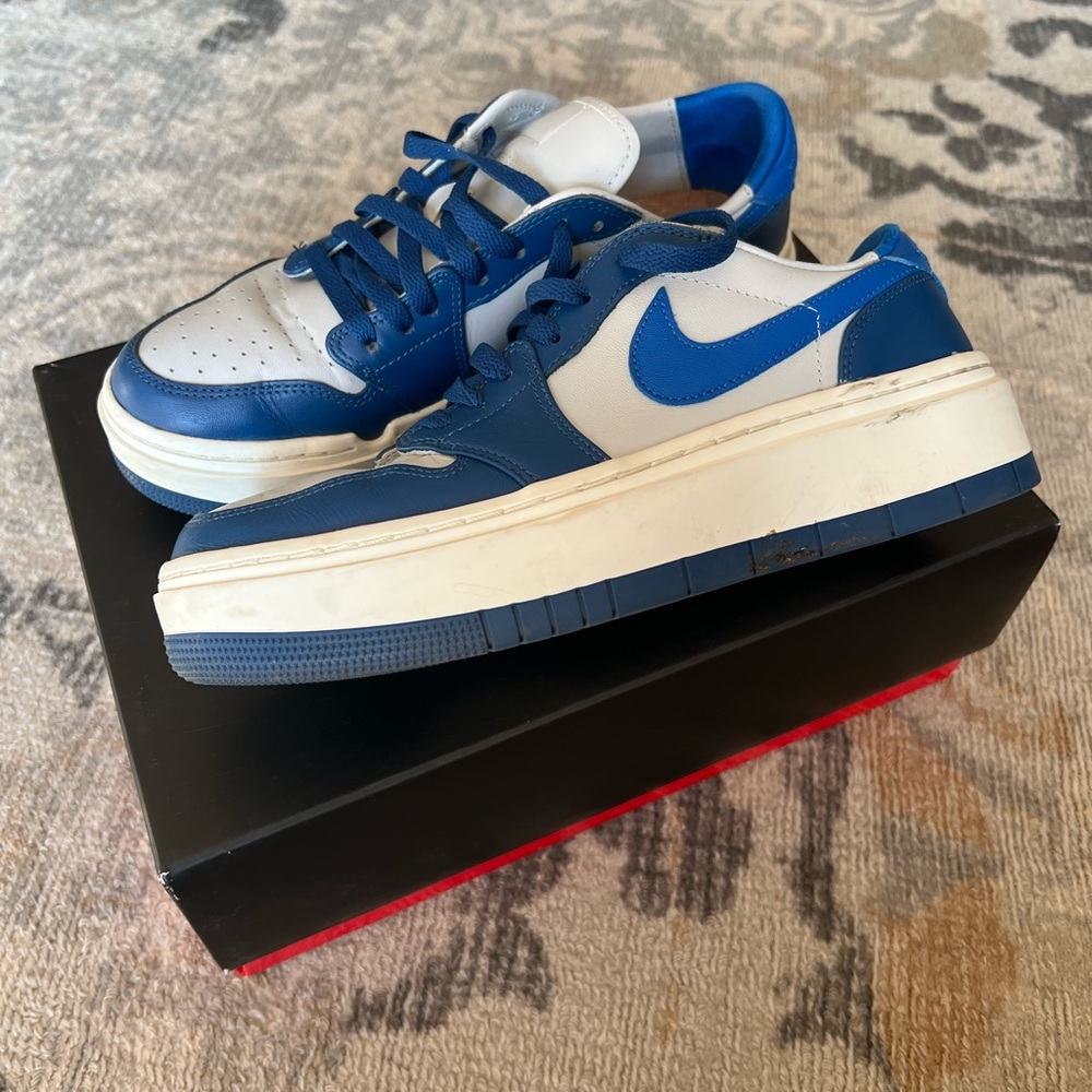 Nike Blue and White Air Force 1 Sneakers